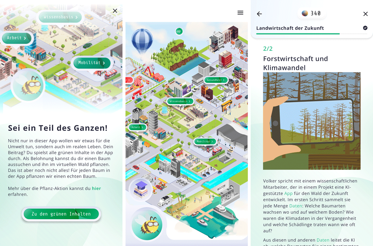 Screenshots aus der App "Stadt | Land | Datenfluss"