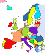 Grafik: Die Länder von Europa in verschiedenen Farben auf einer Landkarte