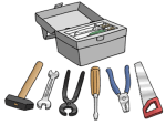Grafik: Ein Werkzeugkasten mit verschiedenen Werkzeugen